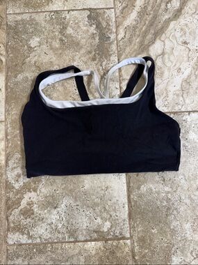 Athleta Black Bralette with White Trim - Women's Sports Bra